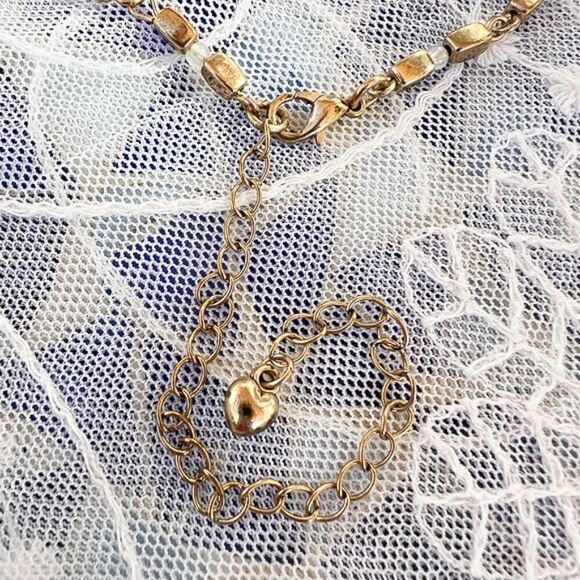 Anklet, Choker or Child’s Gold Box Bead Necklace 12" w 4" Extender - Picture 4 of 9